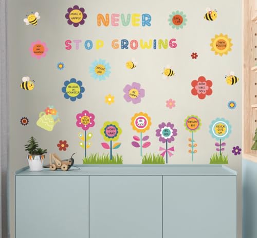 Vinyle mural Never Stop Growing autocollants repositionnables et lavables