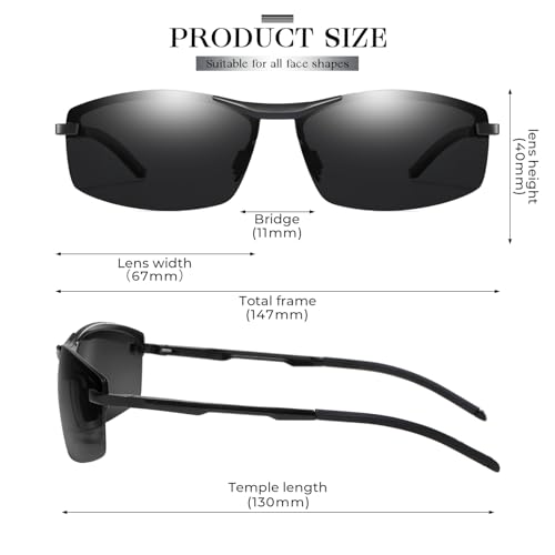 SIPLION Foxdon Polarized Sunglasses for Men - Aerospace Metal Frame Square Driving Sun glasses2