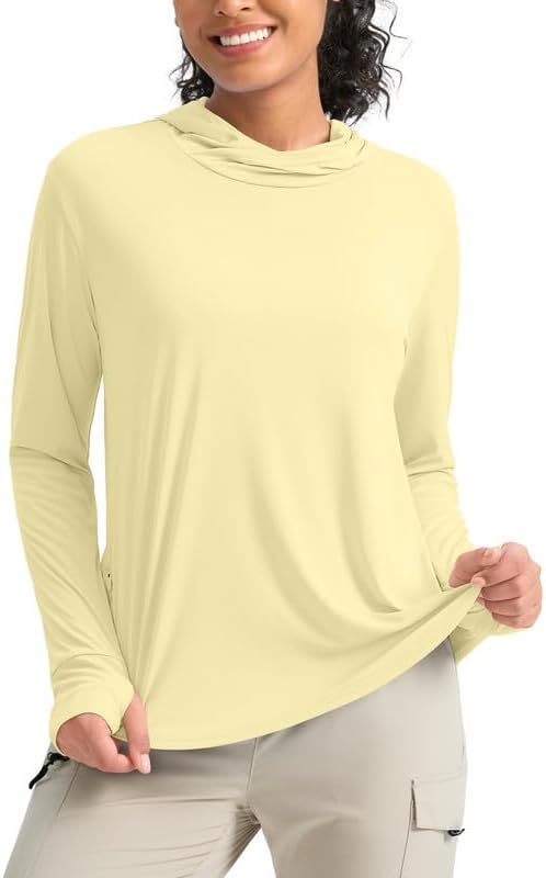 Pudolla Women's Sun Protection Shirt UPF 50+ Long Sleeve Lightweight UV Hoodie for Women Hiking Outdoor Fishing Summer