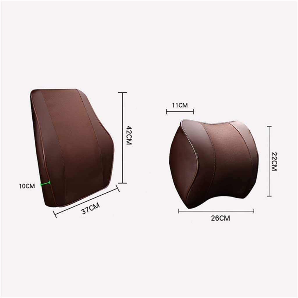 Car Neck Pillows Memory Cotton Leather Breathable Auto Car Neck Rest Headrest with Waist Cushion Car Interior Accessories(White-Dinosaur Doodle4)