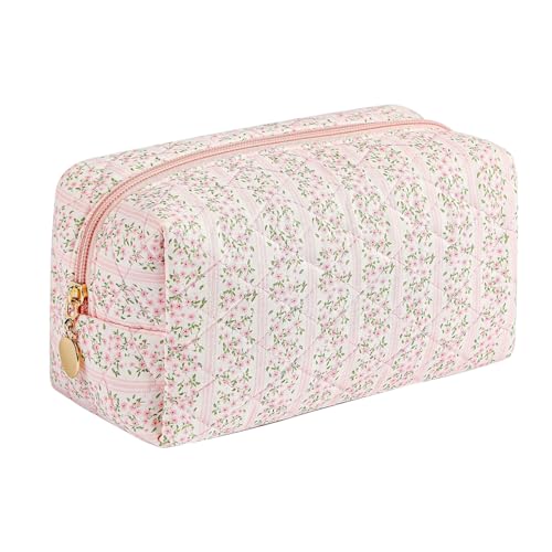 MAYCREATE® Makeup Organizer Bag, Floral Prints Cosmetic Makeup Pouch Bag, Large Capacity Travel Toiletry Pouch for Women, Portable Soft Zipper Cloth Storage Bag – Pink, 20.5x9x9.5cm MAYCREATE® Makeup Organizer Bag, Floral Prints Cosmetic Makeup Pouch Bag, Large Capacity Travel Toiletry Pouch for Women, Portable Soft Zipper Cloth Storage Bag – Pink, 20.5x9x9.5cm