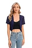 Malarocoby Fashion Women Chiffon Bolero Shrug Jacket Cardigan Dress Shawl Short Sleeve Cardigans Blue