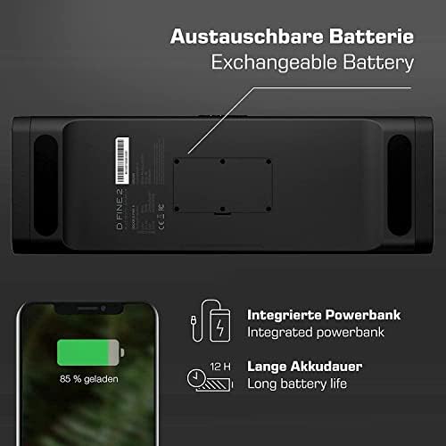 DOCKIN® D FINE 2 Stereofoniczny głośnik Bluetooth 50 Watt | Korektor wzmocnienia basów | Przenośny głośnik do wewnątrz i na zewnątrz - przenośny, bezprzewodowy | Bateria 12h z Powerbank 7500 mAh, Aptx