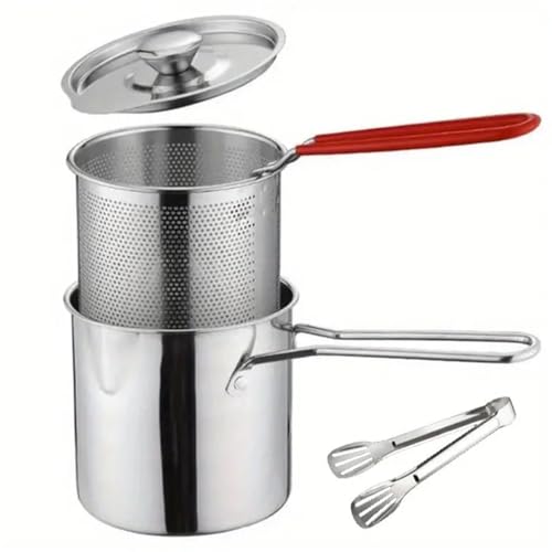 TUANZUN Freidora Profunda con Canasta Olla freidora de Acero Inoxidable con Cesta y Tapa. Freidora multifunción. Utensilios de Cocina.