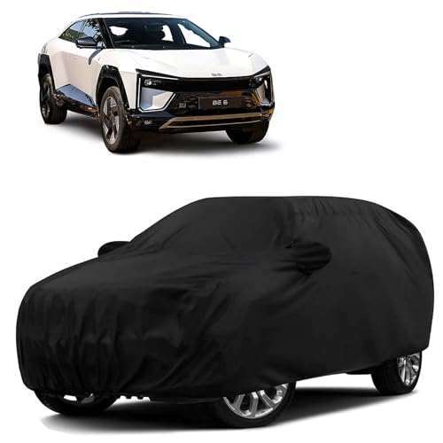 Image of Sulfar 100% Water Resistant Car Body Cover Compatible with Mirror for Mahindra BE 6 (Triple Stitched, Full Bottom Elastic, Black)