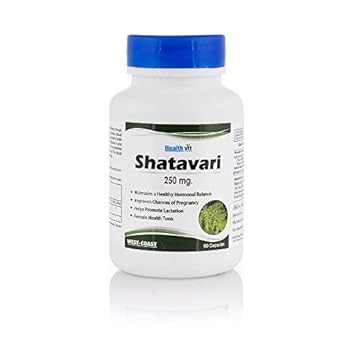 Healthvit Shatavari 250mg - Herbal Supplement| Improves Chance Of Pregnancy | Women's Wellness Supplement | Maintain Healthy Hormonal Balance | 100% Natural And Vegan | 60 Capsules