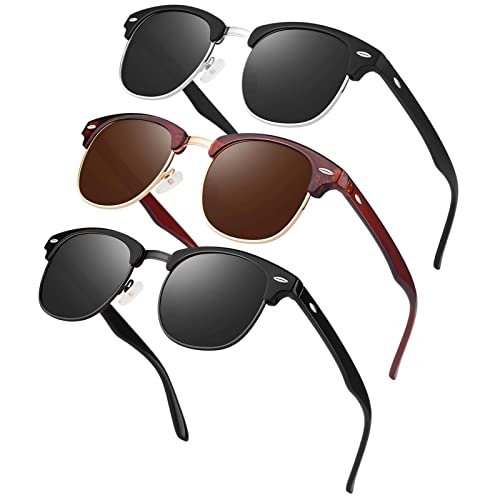LINVO Polarisiert Sonnenbrille Herren Damen Retro Klassisch Halbrahmen 100% UV400 für Reisen, Fahren und Angeln Cover