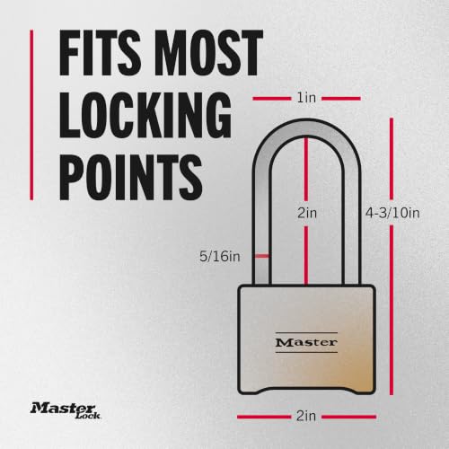 Image of Master Lock Brass Combination Lock, Gate Lock for Outdoor Fence or Shed, Customizable Combination Padlock with Extended 2-1 /4-Inch-Long Shackle, 2 Pack, 175LHEC2