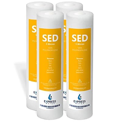 Express Water – 4 Pack Sediment Water Filter Replacement – 5 Micron, High Capacity – 10 inch – Under Sink and Reverse Osmosis System Filters (Model: FLTSED0504)