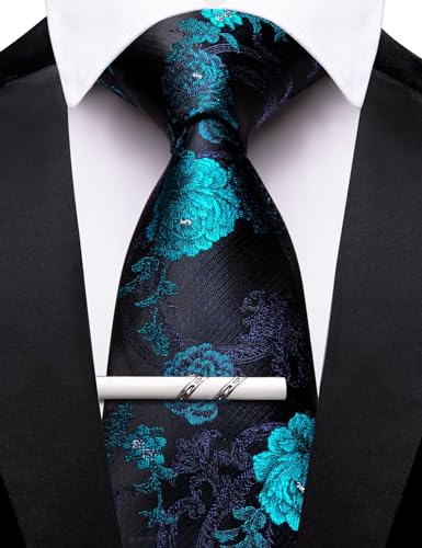 Image of Barry.Wang Mens 6 PCS Ties Silk Striped Paisley Check Necktie Silky Woven Wedding Business Party Ties