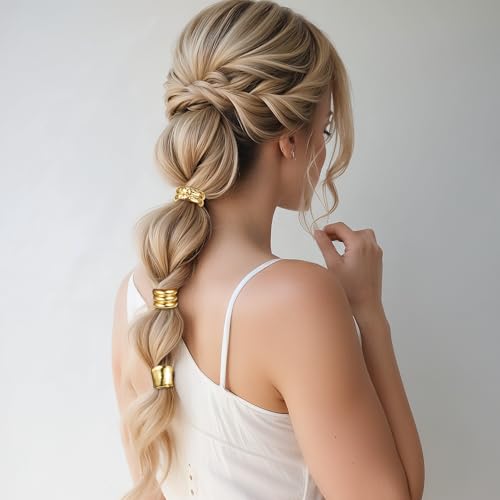 3 gomas para el pelo paras cola de caballo puño metal dorado coletas doradas coleteros pelo mujer gomas el pelo punk, para accesorios de cabello finos - imagen 5