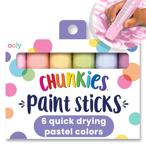 Ooly Chunkies 6 Pastel Paint Sticks For Kids, Tempera Paint Sticks Pastel Colors Set, No Mess Quick Drying Art Supplies for Toddlers and Kids