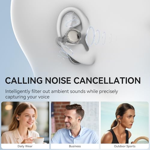 Image of Oraolo Open Ear AC600 Headphones, Bluetooth 6.0 Wireless Earbuds with HiFi Stereo, Clip-On Earbuds with ENC Clear Call, 24H Playtime, Touch Control, IPX6 Waterproof Wireless Headphones for Workout