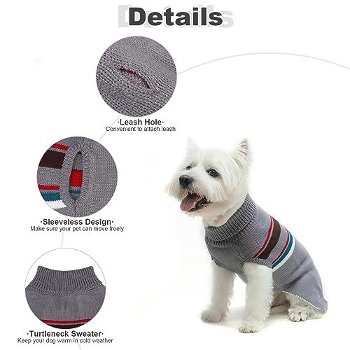 Image of PAWCHIE Dog Sweater for Medium to Large Dogs, Warm Turtleneck Thick Coat with Leash Hole, Stretchy Knitted Outfit for Small to Large Doggy Puppy Cat, Grey M