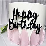 Decoración acrílica negra para tartas de feliz cumpleaños, decoración para cupcakes, decoración de fiestas, decoración de pasteles laterales, suministros de decoración de pasteles para fiesta de