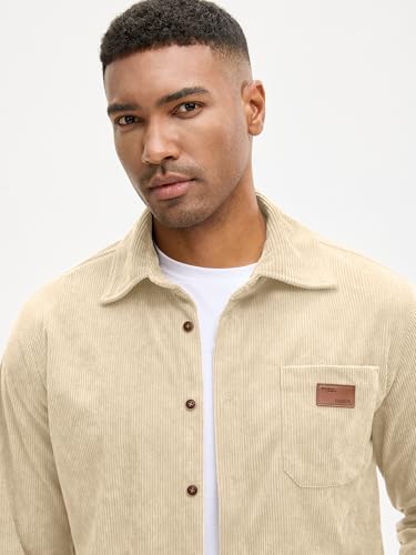Image of Comdecevis Men's Corduroy Shirt Long Sleeve Shacket