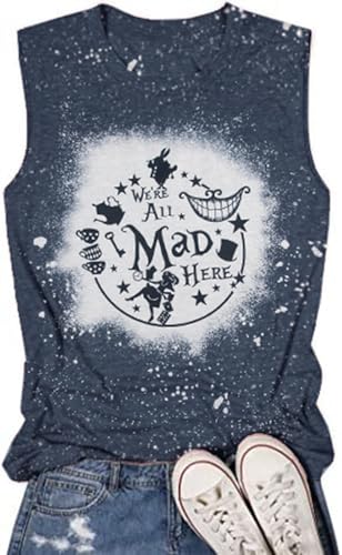 ASTANFY We're All Mad Here Tank Tops for Women Magic Kingdom Graphic Tees Cute Vacation Sleeveless Tops2