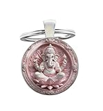 Schlüsselanhänger, Taschenschmuck, Cabochon, Hindu-Gott Ganesha mit Elefantenkopf auf Lotusblüte.