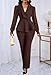 Annystore Women Suits 2 Piece Set Plus Size Sheer Puff Sleeve Ruffle Peplum Blazer Jackets Wide Leg Pant Suit Dressy Elegant Evening Wedding Guest Outfit Brown XL