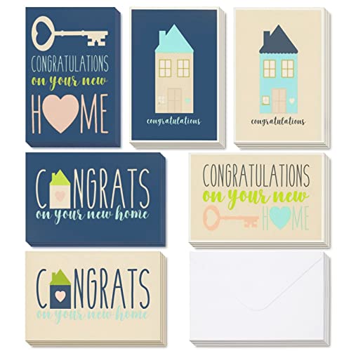 BEST PAPER GREETINGS 36 Pack Congratulations On Your New Home Greeting Cards with Envelopes – 6 Designs, 4x6 for Housewarming