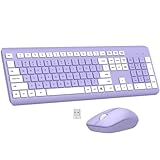 Wireless Keyboard and Mouse Combo, Full-Size Silent Ergonomic Keyboard and Optical Mouse, Long Battery Life, 2.4G Lag-Free Mice Keyboard for Computer, Mac, Laptop, PC, Windows(Purple)
