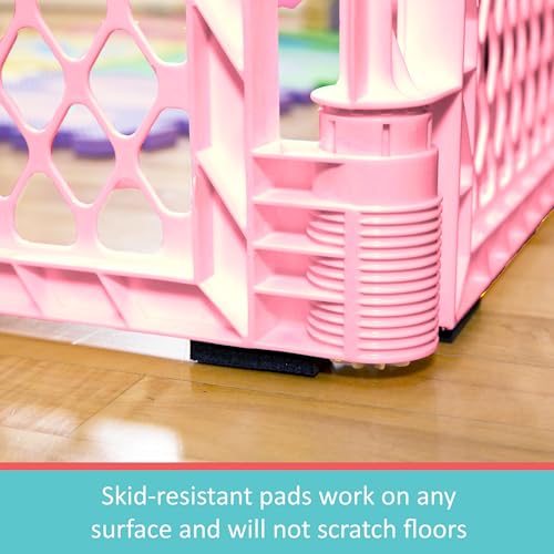 Image of Toddleroo by North States - Superyard Baby Play Yard: Freestanding 6 Panel Baby Playpen - Indoor or Outdoor Use - Made in USA - Encloses Up to 18.5 Square Feet - 26 Inches Tall - Pink
