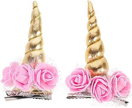 SOLUSTRE 2pcs Kids Unicorn Horn Hair Clip, Glitter Sequin Unicorn Cheer Hair Clips Hair Accessories for Halloween, Christmas, Thanksgiving