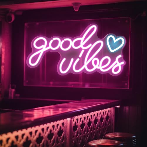 Good Vibes NeóN Led, NeóN De Letras USB Ideal Para Dormitorios, Habitaciones Infantiles, DecoracióN De Paredes, Bares, Bodas Y Fiestas