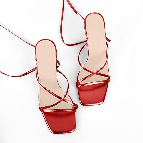 High Heel Sandals for Women Sexy Strappy Lace up Square Open Toe Heels High Heeled Sandals for Prom Party Daily Wear4