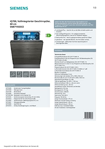Siemens Geschirrspüler SN87YX03CE iQ700 mit smarter Technik