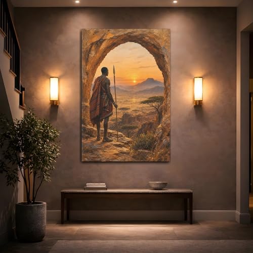 Tableau Safari Africain 80x120 impression canvas salon vertical