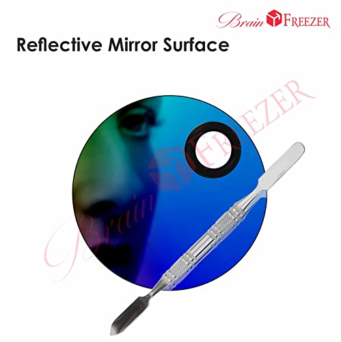 Image of Brain Freezer Shiny Makeup Palette With Stainless Steel Round Shape Spatula, 100 g (Circle Rainbow)