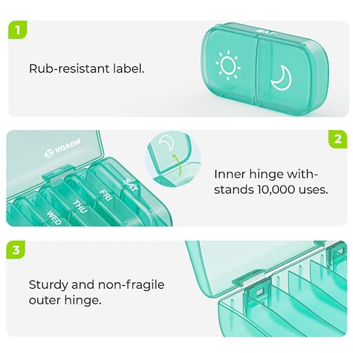 Image of AUVON Weekly Pill Organizer 2 Times a Day, One-Sided Opening, Easy to Use
