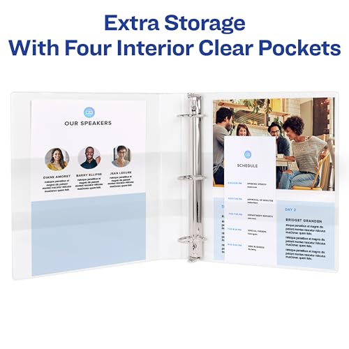 Avery Fichário antiaderente resistente com 3 anéis, anéis inclinados de 1/5.1 cm, capacidade para 13