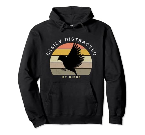 Retro silhouette Easily Distracted By Birds Funny Sudadera con Capucha