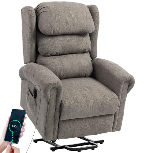 HOMCOM Riser and Recliner Chair for Elderly, Velvet-Feel Electric Power Lift Chair with Wide Seat, Thick Padded Back, USB Port, Remote, Side Pockets, Lift Armchair for Living Room, Dark Grey