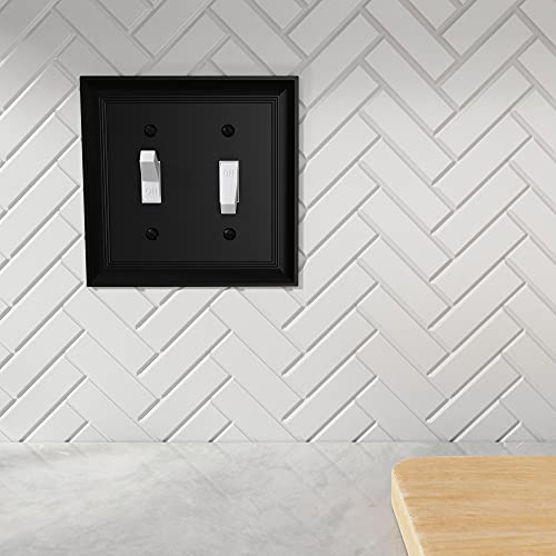 Amazon Basics Decorative 2-Gang Toggle Wall Plate - 2-Pack, Flat Black #TOP6