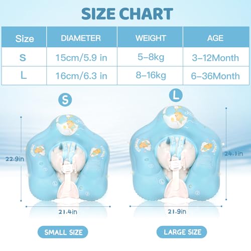 Image of LOOWARTS Baby Float with Canopy,Infant Pool Float with Safety Seat,Baby Swimming Float & Swim Float & Water Float UPF50+ UV Protection for Toddler from 3 to 36 Months