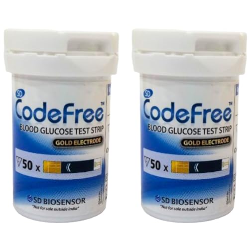 Image of SD Codefree Glucometer 100 Strips with 100 Round Lancets