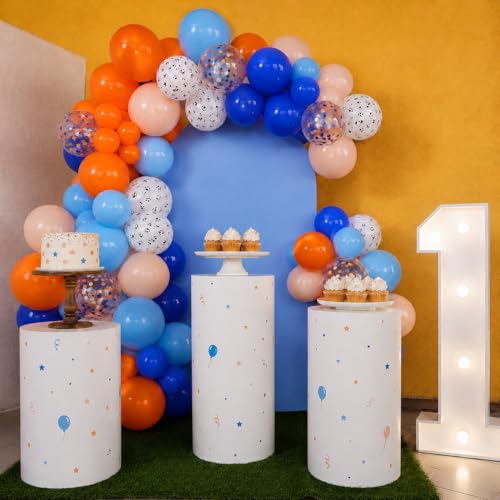Image of Blue and Orange Balloons, Dog Paw Print Balloons 12 inch Light Blue Balloon Macaron Orange Confetti Balloon for Puppy Paw Boys Kid Theme Birthday Baby Shower Party Decorations
