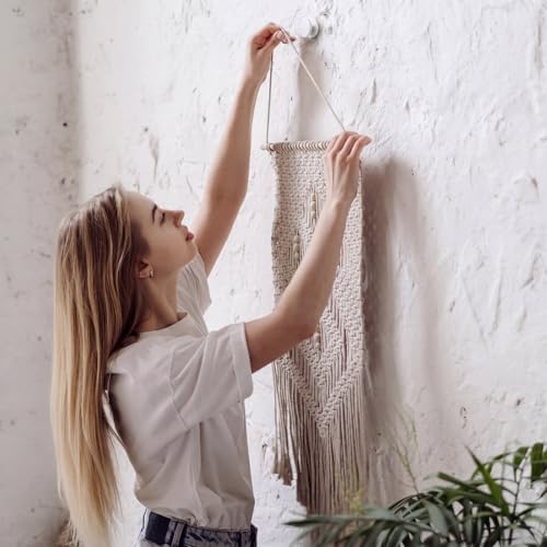 Image of Ferraycle 40 Piece Double Headed Picture Hangers Nails 4 Size Thumb Tacks for Wall Hanging Renter Friendly Decor Heavy Duty Push Pins Wall Nails for Drywall Frame Art, 10 /20 / 30 / 50lb (White)