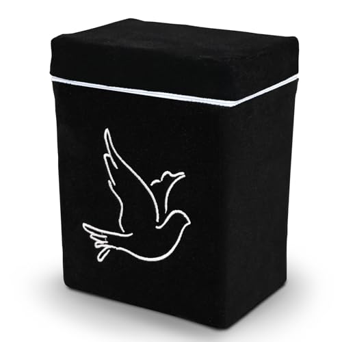 Velvet Urn Bag with TSA Approved Cremation Container | Holds Cremated Ashes of Human Adult | For Use in a Niche or Ground Burial | Fits the Crowne Burial Urn Vault Navy with Dove product thumbnail 13