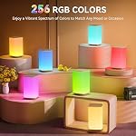 Auxmir Rechargeable LED Night Light, 4000mAh Touch Bedside Lamp, Dimmable, 256 RGB Colors, Remote & Timer, Portable Room Light for Bedroom, Living Room, Nursery, Wood Grain