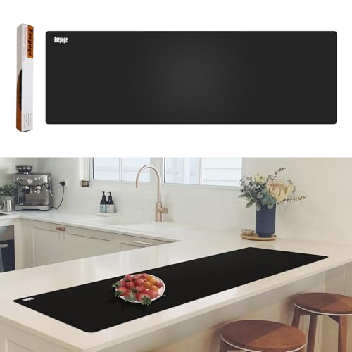 49.2' x 15.7' Large Silicone Mat for Kitchen Counter Protector, Cuttable Silicon Countertop Protector Mat Heat Resistant Mats for Countertop, Cut to Fit Placemat Ship Roll by Foepoge, Black