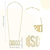 DSLSQD Disco Necklace for Men and Women, Disco Chain Hippie Necklace Accessories 70s Disco Outfits Men Disco Jewelry Metal Costume Gold Necklace for Men Women Disco Party Disco Costume Accessories #1