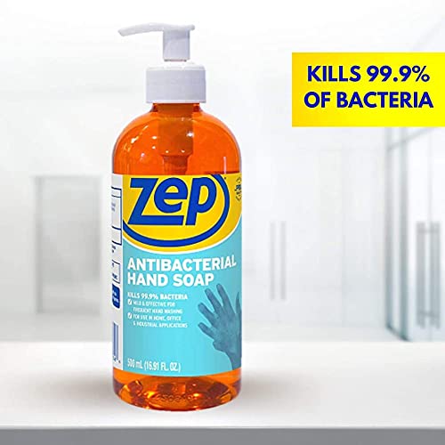 Image of Zep Industrial Antibacterial Hand Soap - 16.9 oz (Case of 12) R46101- Mild Formula, Removes Dirt and Soils From Hands