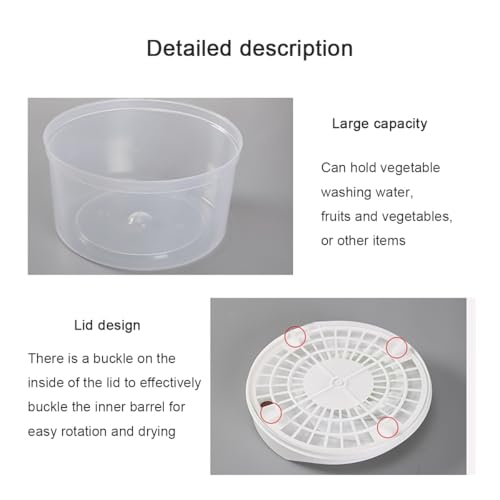 Salad Spinner Small,Spinning Colander with Clear Serving Bowl,Lettuce Dryer Spinner,Fruit and Veg Wash Drainer,Vegetable Washer - Image 5