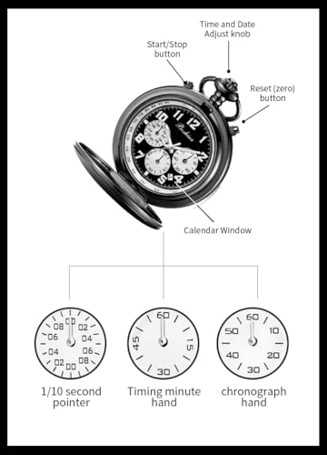 Image of BOSHIYA Multifunctional Stopwatch Calendar Silver Gold Black Pocket Watch with Bracelet