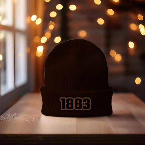 Bonnet cuffed beanie marron 1883 Year protégeant efficacement du vent