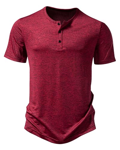 Camiseta casual para hombre, cuello de abuelo Henley, camiseta inteligente con medio...